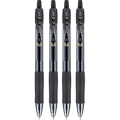 Pilot G2 Pens, Premium Refillable and Retractable Rolling Ball Gel Pens, Fine Point, 0.7mm, Black Ink, 4-Pack