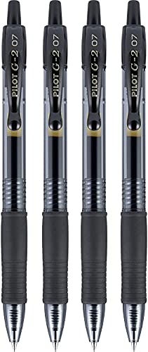Pilot G2 Pens, Premium Refillable and Retractable Rolling Ball Gel Pens, Fine Point, 0.7mm, Black Ink, 4-Pack