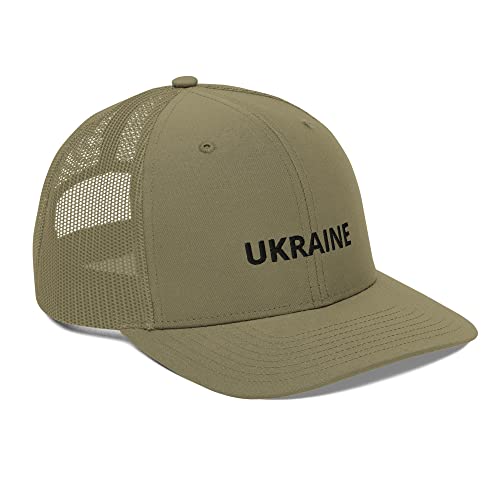 Gorra trucker verde oliva Ucrania transpirable para hombre con visera curva