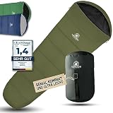 NORDBÄR® Schlafsack 3 Jahreszeiten Ultraleicht & kompakt [1500g] | mit kleinem Packmaß | Mumienschlafsack leicht & warm [300GSM] | Wanderschlafsack für Outdoor, Camping und Reisen