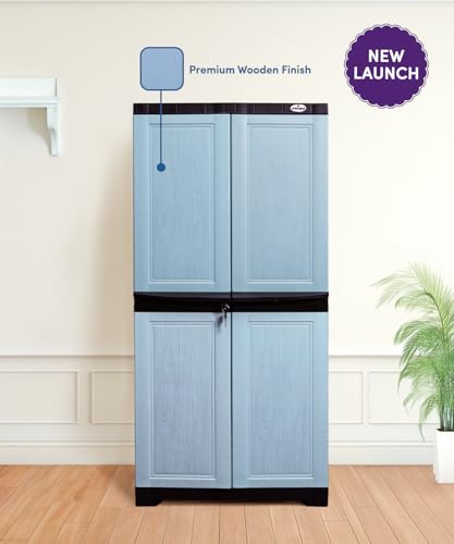 Image of Prima Viva-2 Plastic Storage Cabinet (Medium H 4 Ft x W 2 Ft x D 1.6 Ft) | 4 Compartments Multipurpose Organizer for Home & Office | Strong, Stylish & Spacious Cupboard for Clothes & Essentials
