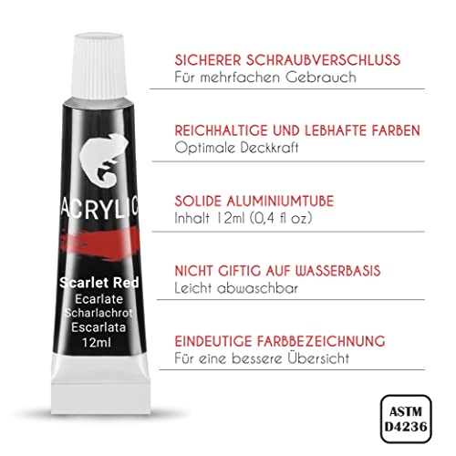 Acrylfarbe Set für Künstler 34-teilige - mit Malkoffer für Erwachsene aus Holz, Staffelei 24 Tuben Acrylfarben, 6 Malpinsel, Leinwand, Spachtelmesser und Mixpalette