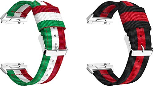 Simpleas® compatible with Fitbit Ionic Watch Straps, Nylon Sport Loop Band Wristband Replacement (2PCS G)