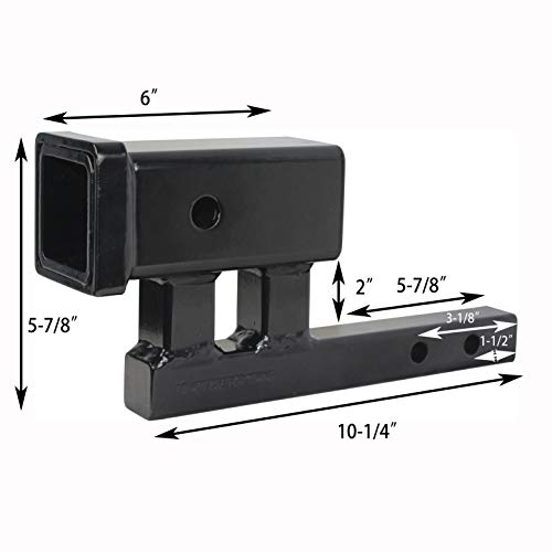 Image of MaxxHaul Hitch Receiver Adapter, ExtenderConverts 1-1 /4 inch to 2 inch 4 inch Rise or3-3 /8 Drop9 Extension for BikeRacks, CargoCarriers350lb TongueWeight(80875),Class I and II(ShankLength 5-7 /8 inch)(Pack of 4)