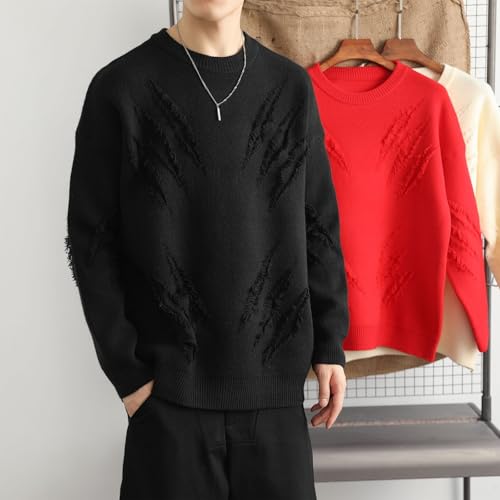 Men's Sweater American Retro High Street Style Knit Pullover Casual Long Sleeve Top for Men4