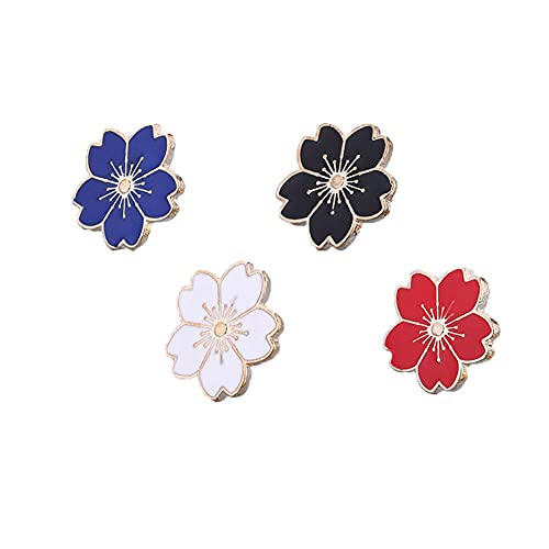 Image of 4pcs Cherry Blossom Brooch Pins Cute Flower Cherry Blossom Enamel Lapel Pin for Teen Girls Women Jewelry Gifts Friendship