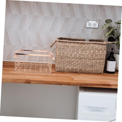 Cesta de hierro con acabado rosa dorado premium para una organización sofisticada 6