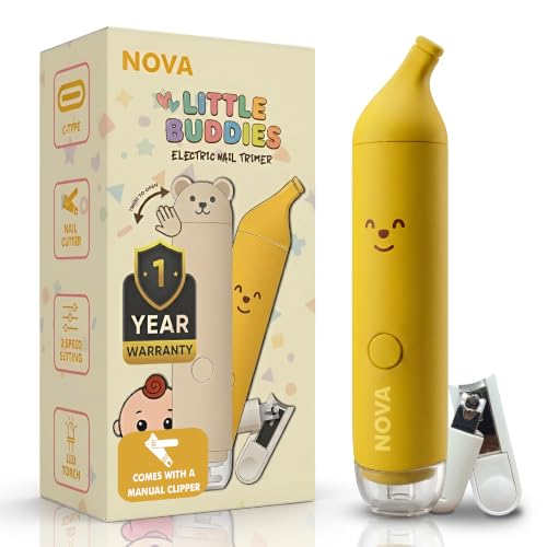 Image of Baby Nail Trimmer Rechargable | New Born Essentials | Baby Nail Cutter New Born 0-12 Months | 6 Filer Heads Adjustment |1 Year Warranty |Banana Pop