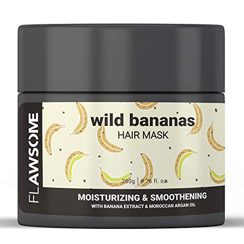 Flawsome Wild Bananas Moisturizing & Smoothening Hair Mask with Pro-Keratin and Moroccan Argan Oil for Frizzy, Lifeless, Untamed Hair, CG/Curly Hair Friendly