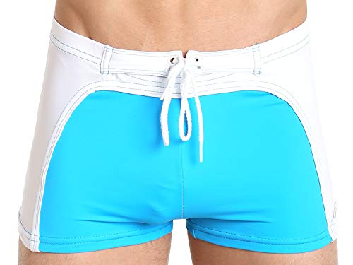 Sauvage Surfer Square Cut Swim Trunk Turquoise/White