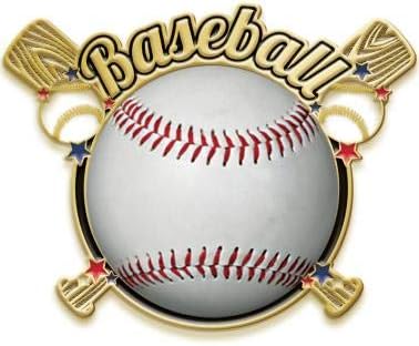 Crown Awards Crossed Bats Baseball Pin, Gold Baseball Pins