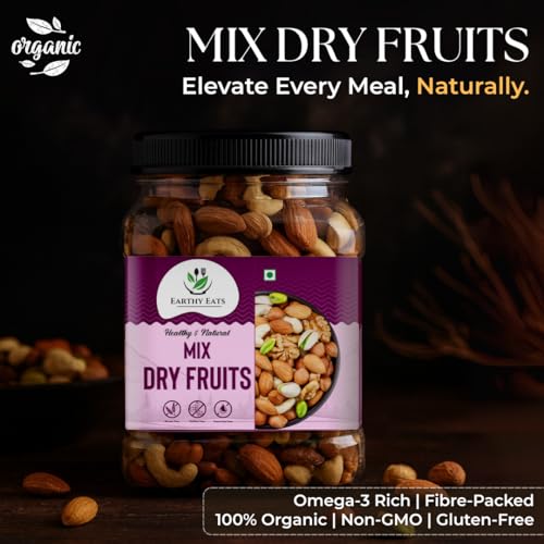 Image of Earthy Eats Premium Dry Fruits Trail Mix 1000gm | Wholesome Crunch Nut & Fruit Blend | Healthy Snack Mix for Daily Use, Gifting & Travel | Reusable Jar Pack