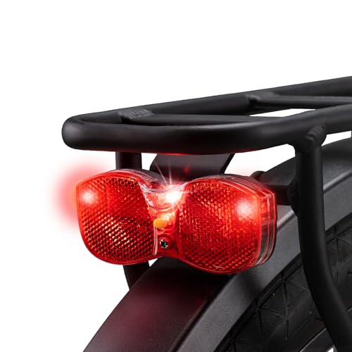 Phare arrière de vélo LED avec batterie, éclairage de vélo pour l'extérieur avec réflecteur et homologation StVZO, lampe sans piles, réflecteur avec réflecteur,...