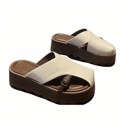 Womens Leather Baotou Slippers Non-Slip Walking Dress Beach Shoes Summer Outdoor Casual Trendy Comfortable Light-Weight Walking Shoes for Women - Main Image