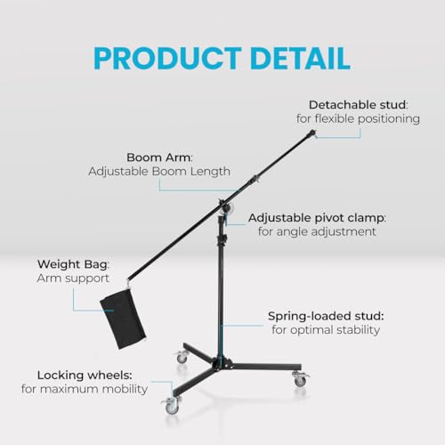Image of Flashpoint 12.8' Folding Wheeled Base Stand with Boom Arm