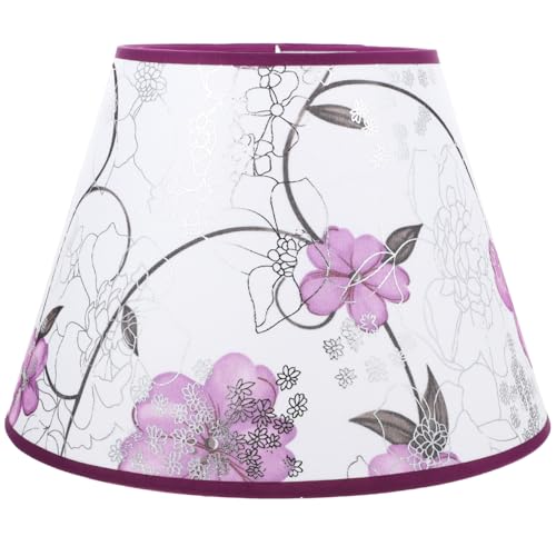 Holibanna Vintage Lamp Shade Fabric Bell Shape Lampshade Floral Lamp Shade Replacement Chandelier s Table Light Cover Farmhouse (Purple)