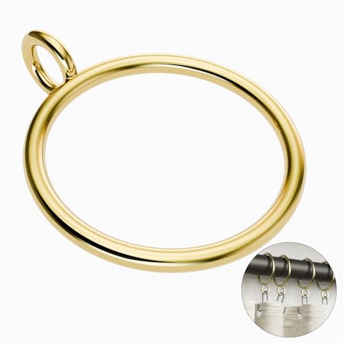 GASRONS 50 Pack Gold Metal Curtain Rings with Eyelets, 1.5 inch Inner Diameter Drapery Rings Apply for Curtain Rods(Fits Up to 1 1/4-Inch Rod)