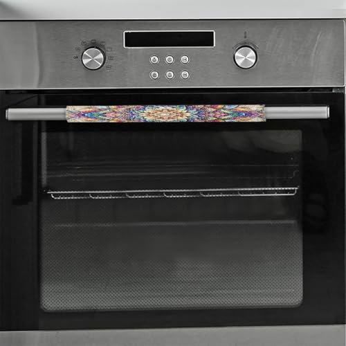 Image of Refrigerator Door Handle Covers Set of 2 Flower Mandala Bohemia Washable Fridge Dishwasher Mocrowave Oven Stove Decor Protector Handle Cover Keep Kitchen Appliance Clean from Food Stains Decorate