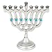 Contemporary Star of David Aluminum Menorah with Blue Accents