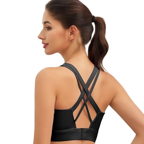 Sports Bra for Women-High Impact Criss Cross Back, Full Support for Large Bust Yoga Bra
