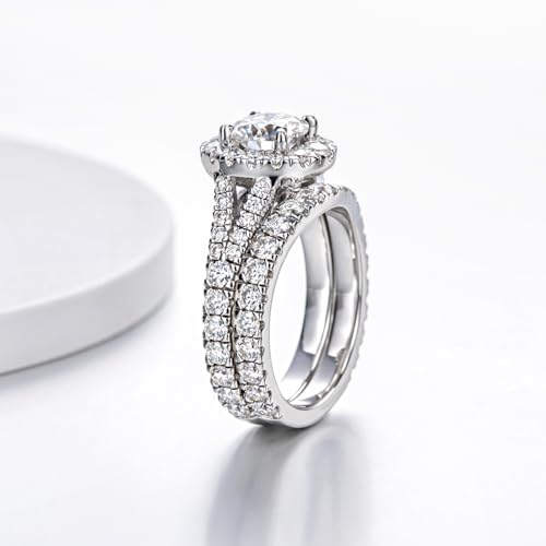 Split Shank D Color Moisssanite Wedding Rings Sets for Women (2.66cttw) Platinum Plated 925 Silver2
