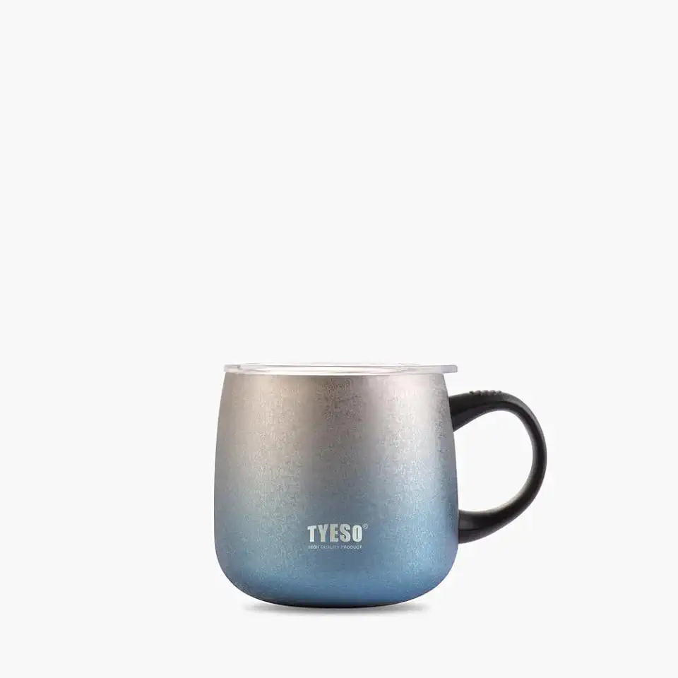 TYESO - Copo Térmico 355ml de Aço Inoxidável, Caneca de Café com Cores Gradientes, adequado para Trabalho de Escritório, leitura e estudo.(Azul)