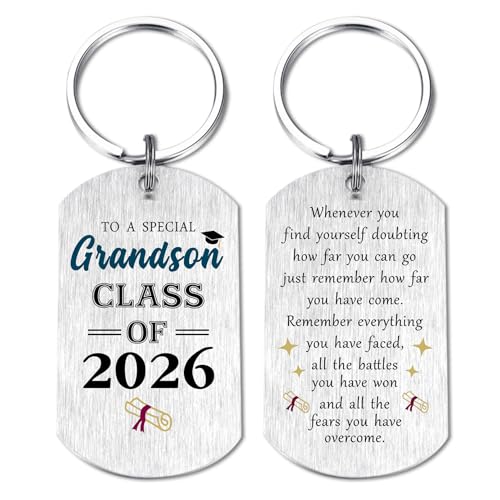 Viayen Grandson Graduation Gift 2026 Inspirational Keychain for a Special Grandson High Middle School College Graduates Presents