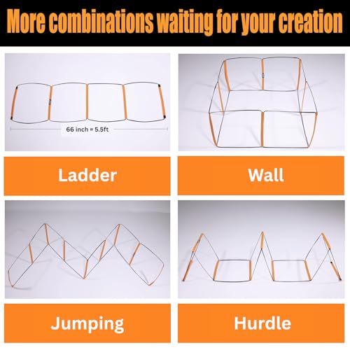 Image of Hop N Play 10.8 Ft- 8 Rung Agility Ladder, Hurdles for training, Agility Training Equipment, Soccer Speed Ladder, Football Footwork Ladder, Team Workout Ladder for Kids & Adult, Foldable & Tangle Free