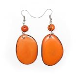 Größe: ca. 7,5 cm Idin Tagua Ohrringe - Orange Tagua Scheibuen und Acai-Beeren (ca. 7.5 cm)