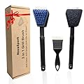 Nylon Grill Brush No Wire Bristle Barbecue Brush Grill Cleaning Kit Safe Grill Scraper Brush for Outdoor Grill Cleaner with Hole BBQ Brush Accessories Clean Cool Grates Gift for Men/Dad 3 PCS