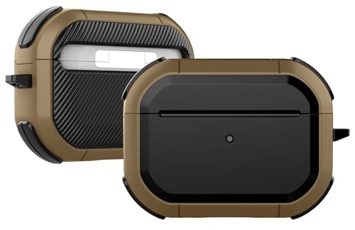 Image of PEFKO PSS121 AirPods Pro Soft Silicone Protective Case 3D Design Shockproof Case Cover with Anti-Lost Metal Keyring Compatible for Apple AirPods Pro (Black & Brown [ Armour ])