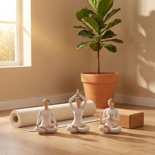 Juego de 3 Figuras de Yoga en Resina Pintadas a Mano miniatura 3