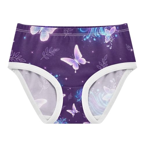 Girls Briefs, Glowing Pastel Butterflies Toddler Girl Panties, Cotton Underwear for Girls, 2T–8 Years