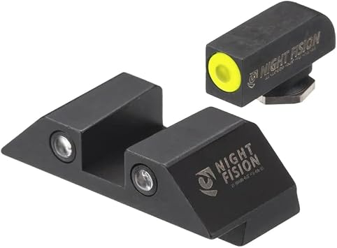 Night Fision Tritium Night Sight Set Compatible with Glock 17/17L/19/22-28/31-35/37-39/45, Yellow Front Ring, Black Rear Rings