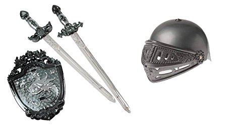 extra pack sword of knights - Knight Viking Helmet & Toy Swords Shield Bundle 4 Piece Set