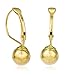 14k Yellow Gold 6mm Dangle Ball Drop Simple Leverback Earrings (GO-730)