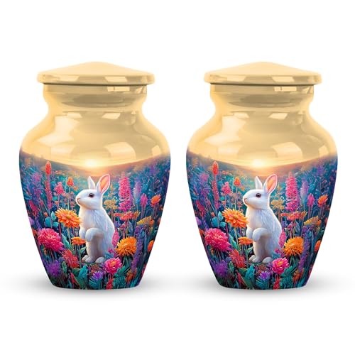 Image of Rabbit Urn - Human Remains for Mom & Dad - 3 Inch - Pack of 2 - Keepsakes Urns for Ashes - Unique Urns - Decorative Urn for Male & Female Ashes