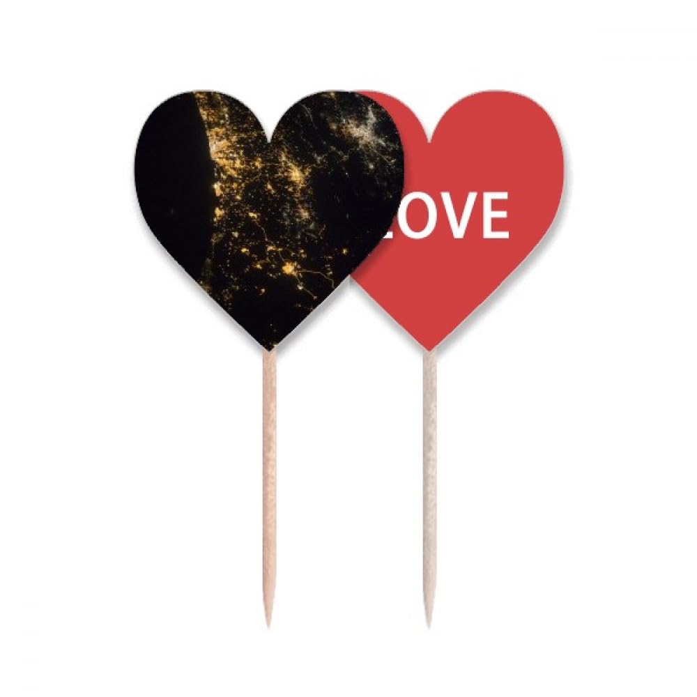 Cure-dents drapeau Love Heart pour décoration de cupcake et buffet