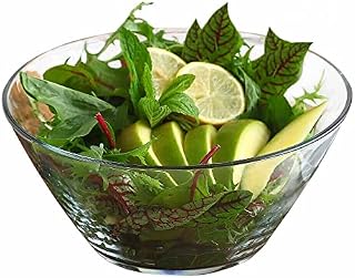 SOLAVIA Large Clear Deep Glass Dish Basic Round Fruit Dessert Trifle Bowl H13cm D25cm Salad Mixing Bowl Home Décor 3L Pear 2 Salad Servers Included