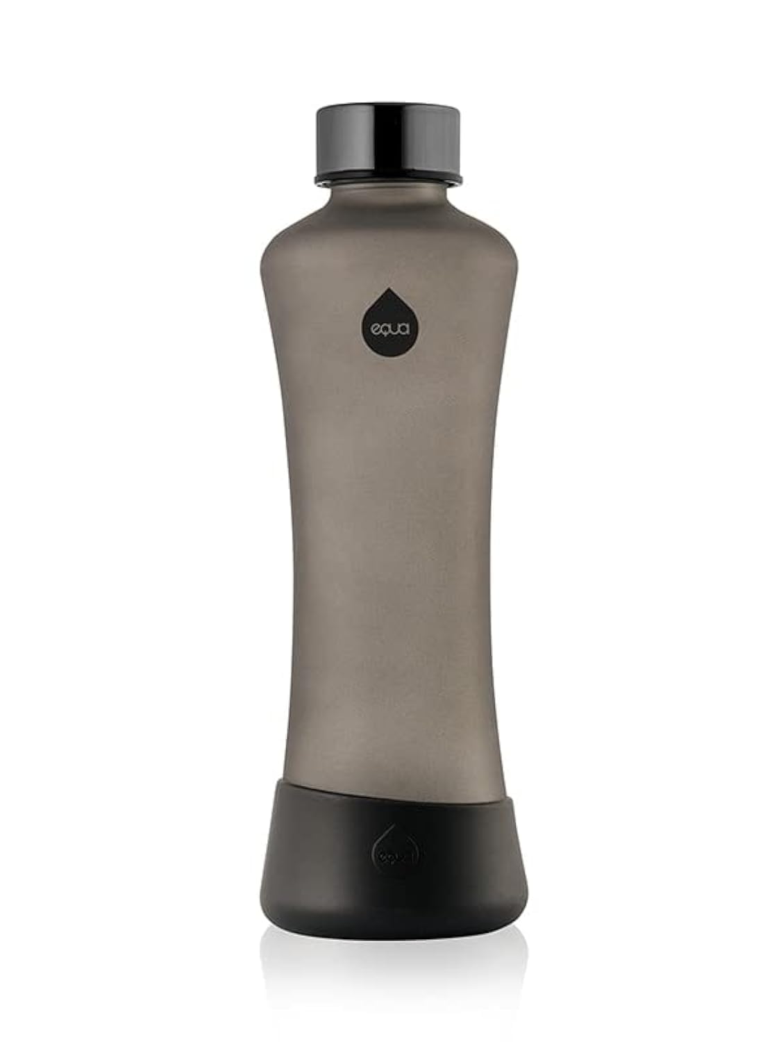 EQUA Squeeze Glass Water Bottle, 550ml, Reusable, Leak-proof, BPA-free, Matte, Silicone Bottom, Pepper