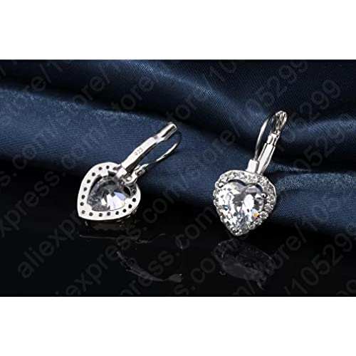 Boucles d'oreilles argent sterling de mariage au cœur de cristal
