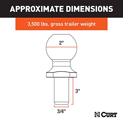 CURT 40073 Chrome Trailer Hitch Ball, 3,500 lbs, 2-Inch Diameter, 3/4 x 3-Inch Shank - Thumbnail 2