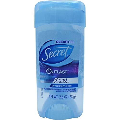 Secret Outlast Antiperspirant Deodorant Clear Gel, Completely Clean, 2.6 Ounce, 6 Pack
