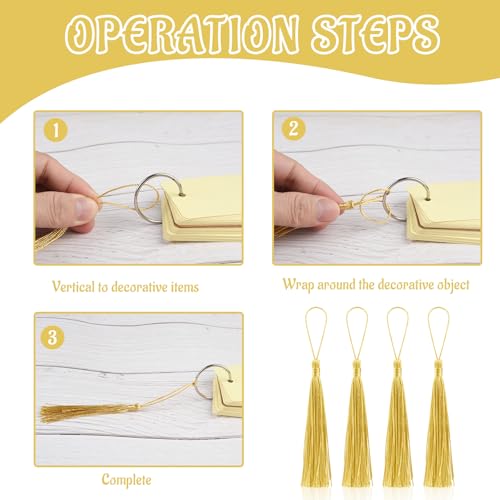 Image of 100 Pcs Bookmark Tassels Bulk Champagne Gold Soft Craft Silky Handmade Mini Tassels for Jewelry Making with Loops for DIY Craft Accessory Dress Decoration