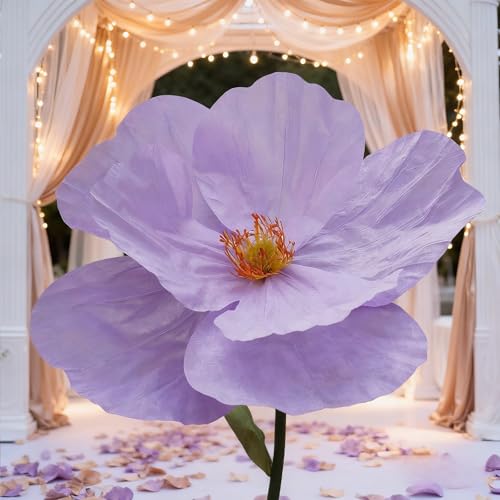 ZHBHYZ Giant Artificial Flowers for Decoration with Stand,Large Paper Flowers for Wedding Decoration, Party Photo Booth, Event Display, Store Window, Home Floral Décor (Light Purple) by ZHBHYZ - Used condition - Image 6
