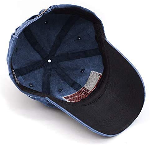 Uphily American Flag Embroidered Washed Cotton Baseball Cap (Blue) #TOP5