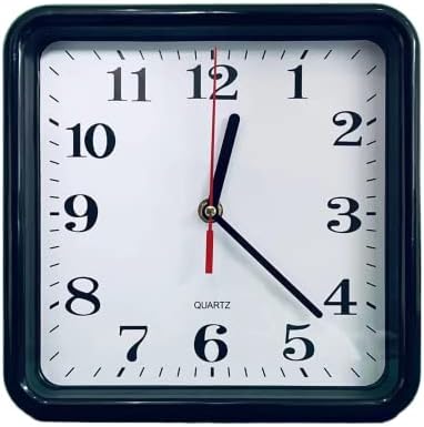 BuyinMo 8.5 Inch Silent Quartz Decorative Wall Clock, Non-Ticking Indoor Clock Large Display Battery Operated 3D Square Easy to Read Home Kitchen Living Room Office Classroom School Clock-Black