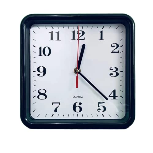 Buyinmo 8.5 Inch Silent Quartz Decorative Wall Clock, Non-Ticking Indoor Clock Large Display Battery Operated 3D Square Easy To Read Home Kitchen Living Room Office Classroom School Clock-Black #TOP3