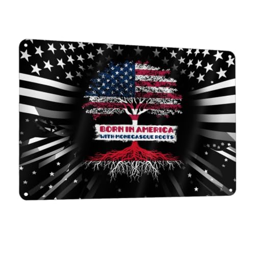 Geziho Born In America With Monegasque Roots, Monaco Usa Heritage Outdoor Sign 12x8 In Waterproof Notice Board Pre-Drilled Holes Home Business Public Area0