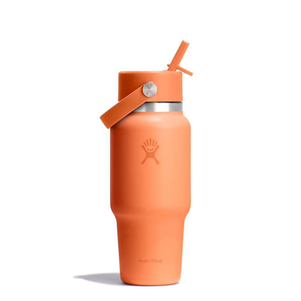 Hydro Flask – Wide Flex Straw Travel Bottle 710ml (24 oz) – Leakproof, Insulated, Cupholder Compatible – Keeps Drinks Cold 24 Hrs – Flex Straw Cap – Nectar Orange — image 1